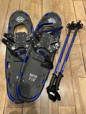 9''x30'' Guide Gear High Pass Snow Shoes + Trekking Pole Combo Free Shipping