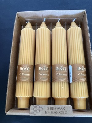 Root Candles Grecian Collenette 7'' Butterscotch Unscented Taper Candle Lot of 4
