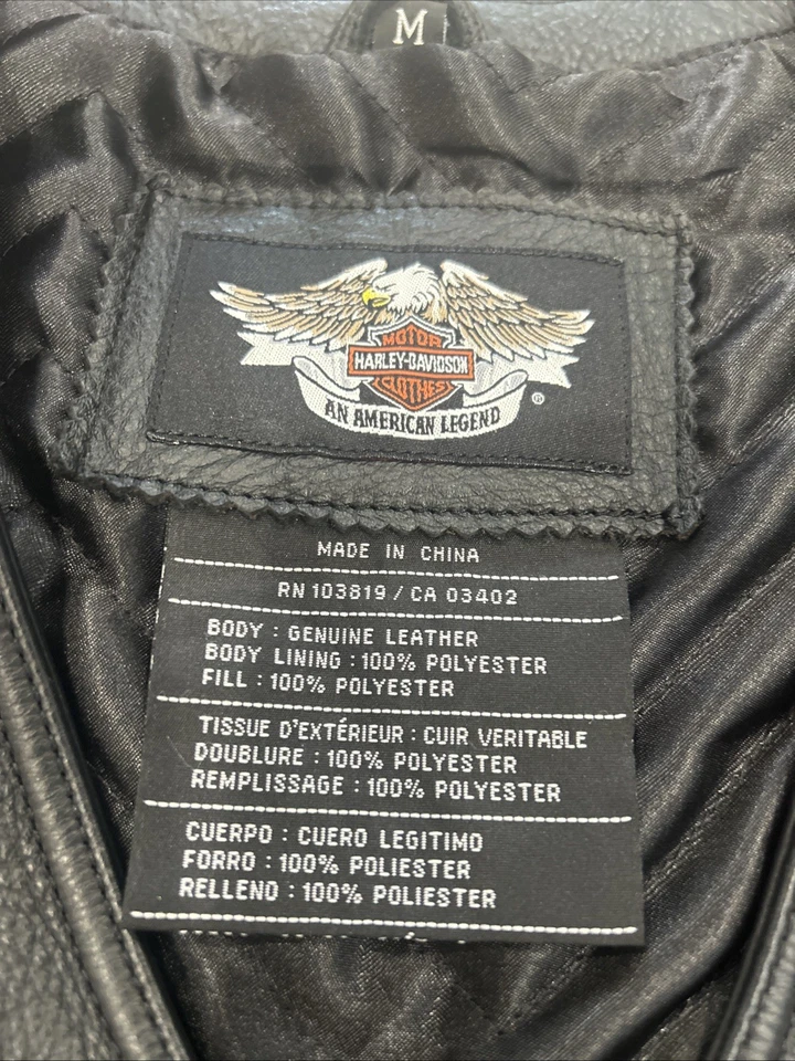 Chaleco de cuero Harley-Davidson para mujer mediano negro Snapb llamas alas motociclista Foto 4 de 4