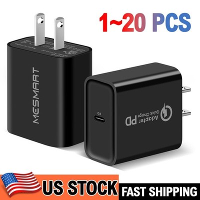 For iPhone iPad  US PD TypeC Fast Charger Block Power Adapter Wholesale Bulk Lot
