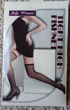 New Thigh High Stay-up Black Fishnet Stockings. Fits 5'-5'10", 100-175 Lbs.