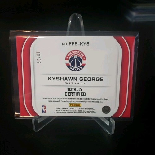 Kyshawn George 2024-25 Totally Certified Rookie Patch Auto Blue 3/35. Wizards - Picture 2 of 2