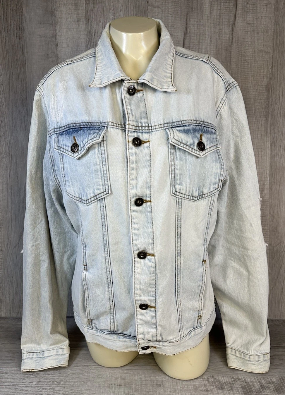 Brooklyn Cloth Denim Jacket Lite Wash Blue 42” Chest Mens Size Large