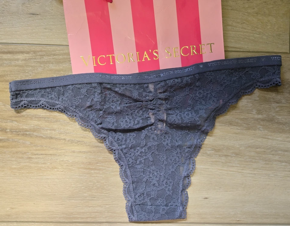 Новый с Ярлыками винтажный Victoria's Secret серый подпись талии чистый кружева Itsy мини трусики M - Изображение 2 из 3