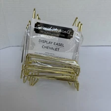 4.25” SMALL GOLD Plate Stand Square Wire Display Easel Tripar Set Of 10