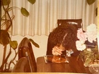 COKE HEAD WOMAN SNORTING off MIRROR in LIVING ROOM vtg 1970's photo