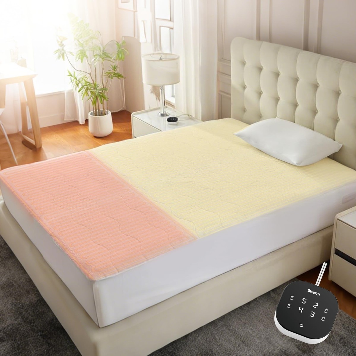 Bwarm Multizone Heated Mattress Pad Twin XL, Electric Mattress Pad