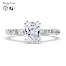 Radiant Diamond Engagement Ring Platinum Labgrown 1.80 Ct Solitaire