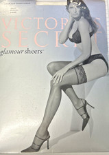 Victorias Secret Glamour Sheers Lace Top Thigh Highs White Medium NOS Rare VTG