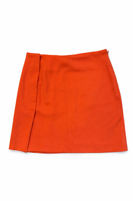 Koton Orange Mini Skirt Faux Wrap Front Side Zip Womens UK 10 EUR 38