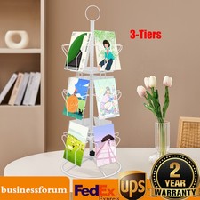 3 Tier Greeting Card Rack Spins 12 Pocket White Retail Display Rotating Holder