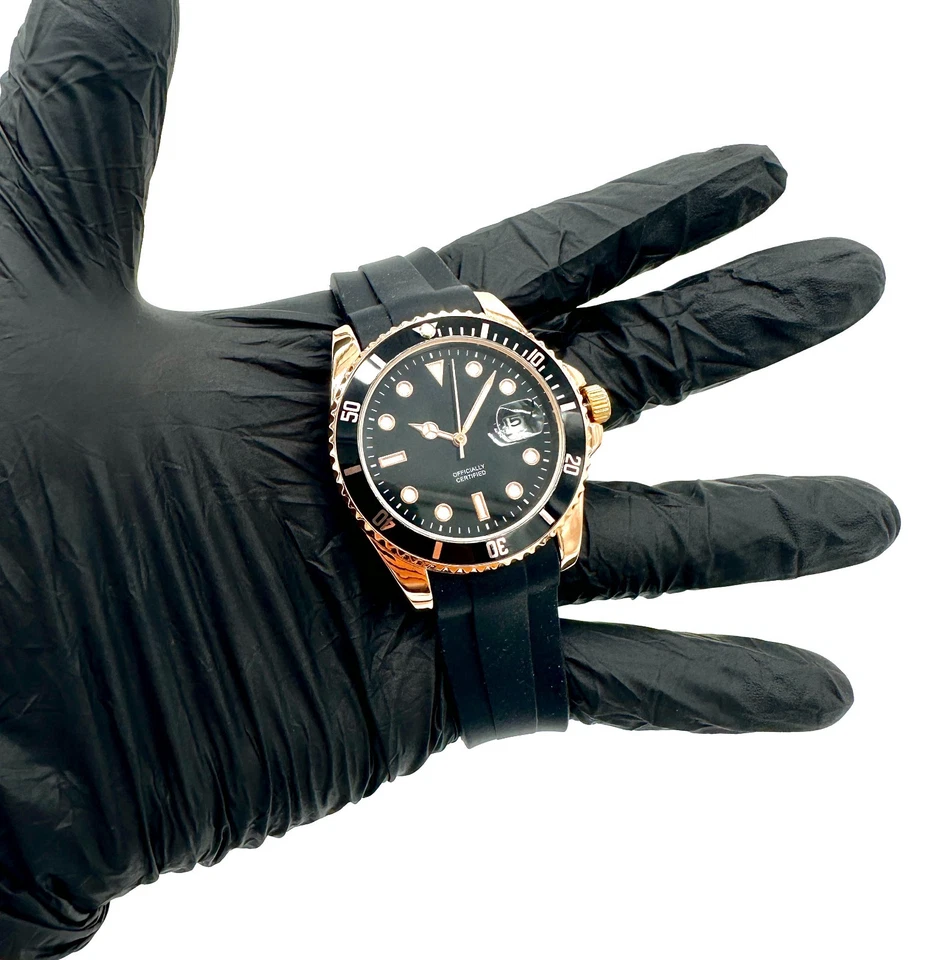 Reloj Redondo Multicolor Goma Silicona Correa Lujo Personalizado Fecha Foto 4 de 4