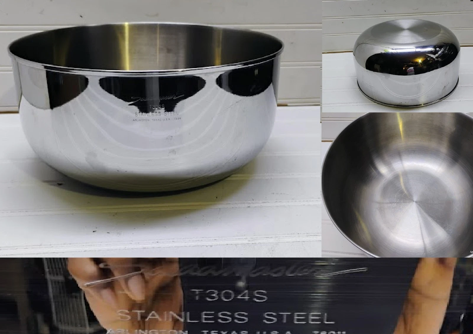 Saladmaster 6 Qt Mixing Bowl T-304S Surgical Stainless Batter Bowl Serving Dish