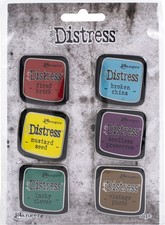 Tim Holtz Distress Enamel Collector Pin Set 6/Pkg-Set 2