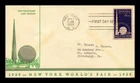 US COVER NEW YORK WORLDS FAIR FIRST DAY ISSUE SCOTT 853 PERISPHERE AND TRYLON