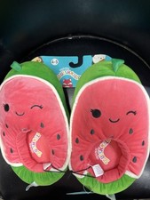 Squishmallows Girls Wanda The Watermelon Pink Plush Slippers Size 4/5 NEW