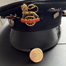 Vintage Replica Steam Railway Train Drivers Hat - with  Badges & BR Button