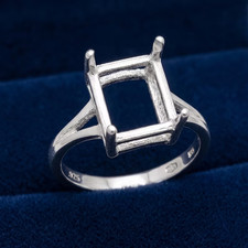 925 Sterling Silver 10x14mm Rectangle Semi Mo...