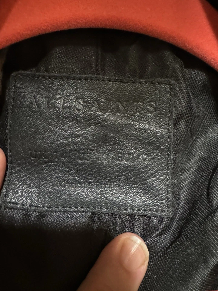 Jaqueta de motociclista All Saints couro de ovelha tamanho 10 usada duas vezes - Imagem 4 de 4
