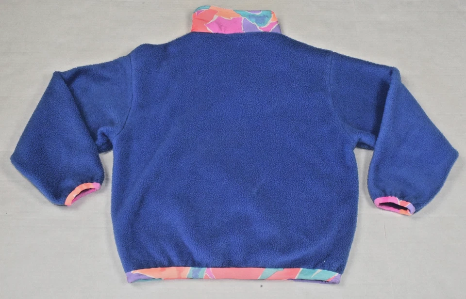 Jaqueta Pulôver Vintage Tamanho M Azul Lã Tropical Neon Laranja Nylon Snap Neck - Imagem 3 de 4