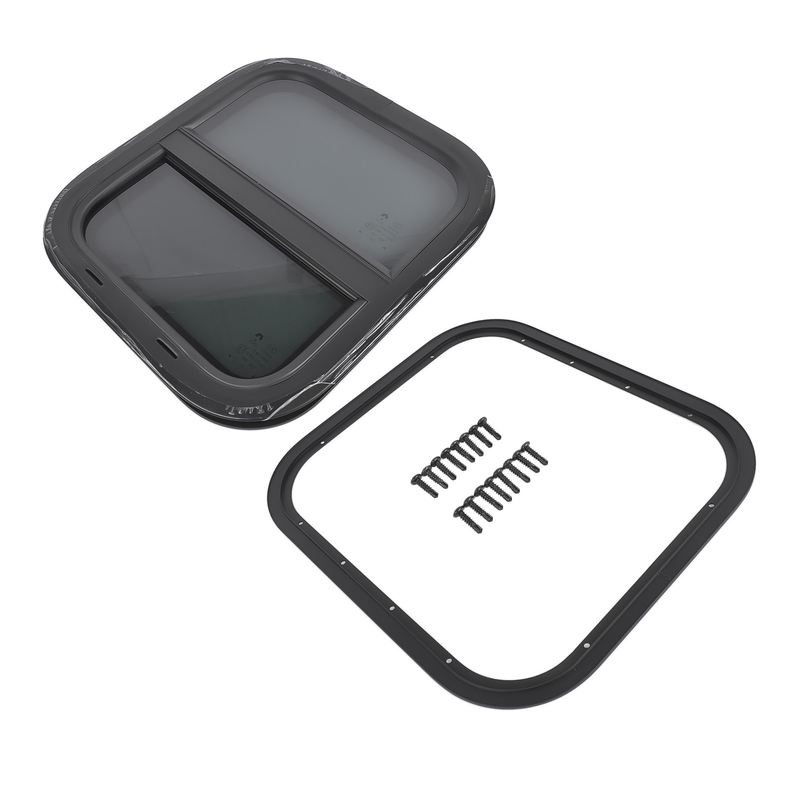 New Vertical RV Window 14" W x 16" H Tinted Sliding + Net Screen and Trim Ring