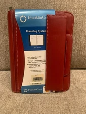 Classic Franklin Covey Red Zippered Binder w/handles & accessories