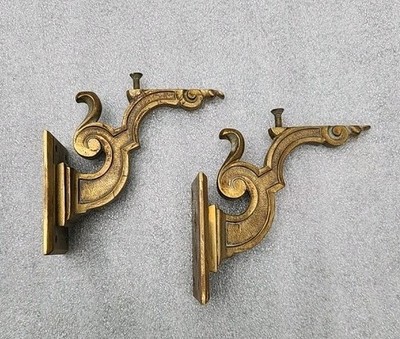 Vintage 4'' Art Deco Brass Shelf Brackets. 4'' + Wide Shelf -1 5/8x2 5/8  Mount