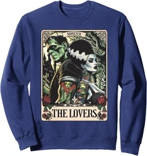 Monster Frankenstein And Bride The Lovers Tarot Card Unisex Crewneck Sweatshirt