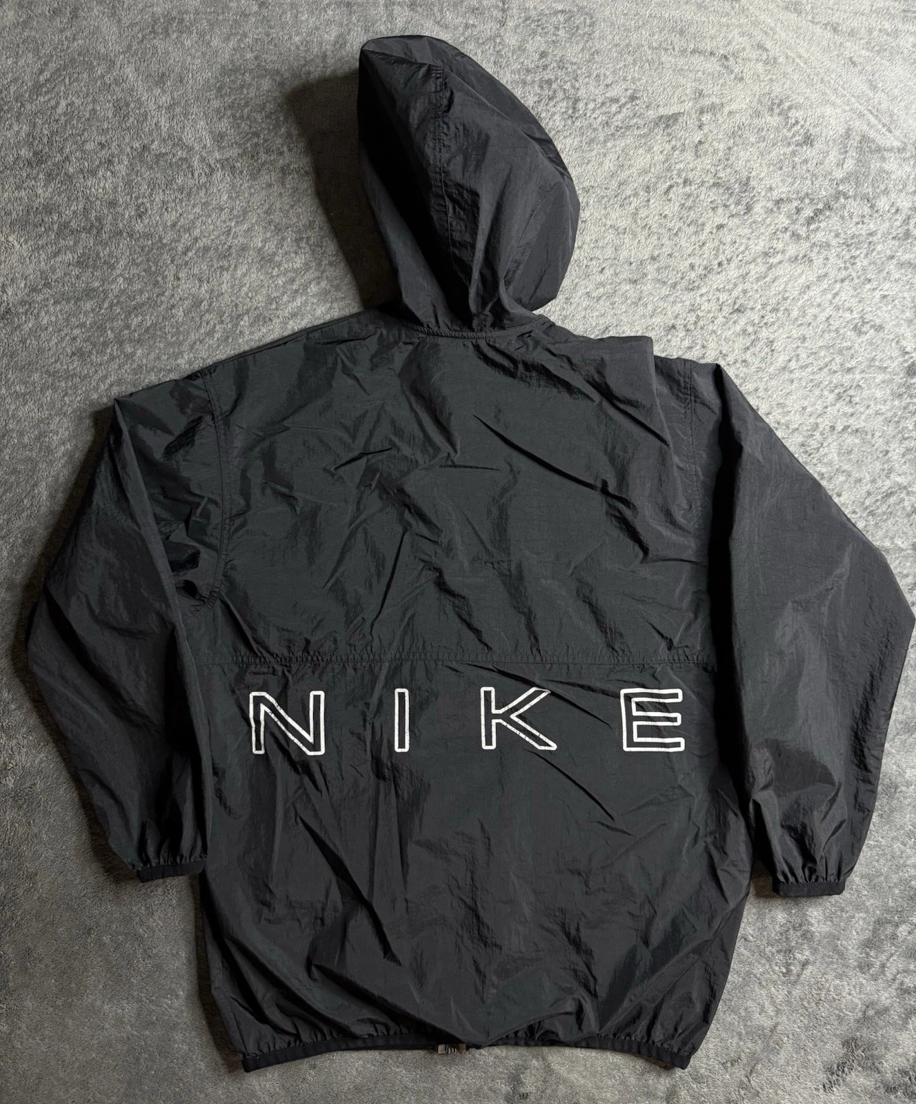 Nike Vintage Womens Black Big Logo Zip Hooded Sport Lightweight Jacket size M