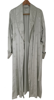 Cocoon 100% Silk Long Kimono Style Floral Embroidered Lined Robe - Size M