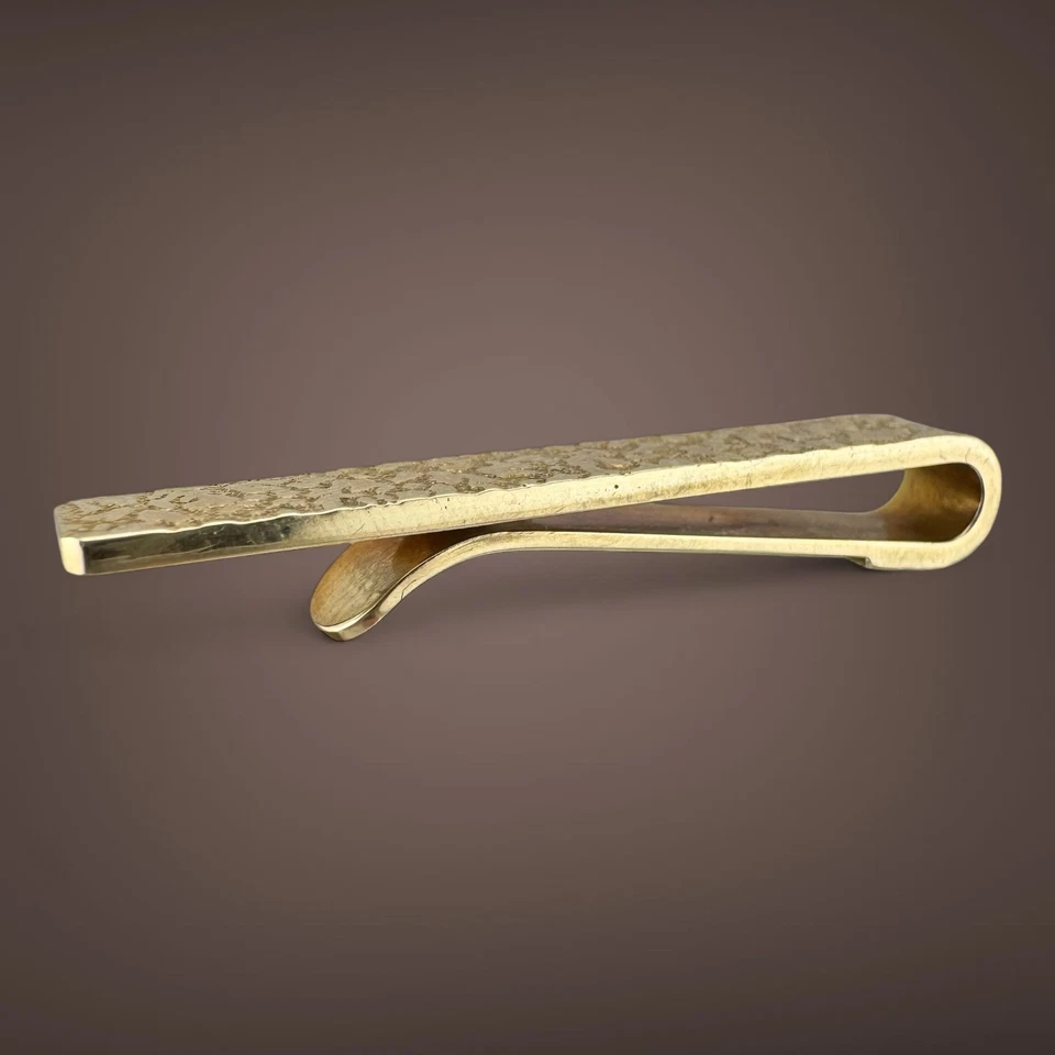 Vintage Tiffany & Co. 14K Yellow Gold Nugget Tie Bar Clip 7.66g 5.8mm wide - Image 2 of 4