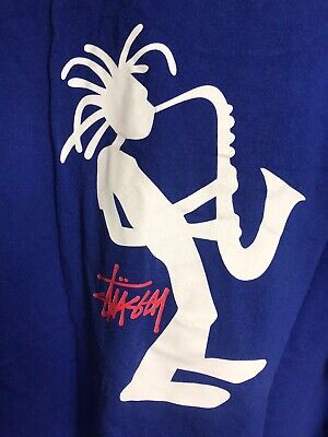 Rare Stussy Outdoor 90s Jazz Man Saxophone Vintage Black T Rare Stussy Outdoor 90s Jazz Man Saxophone Vintage Black T