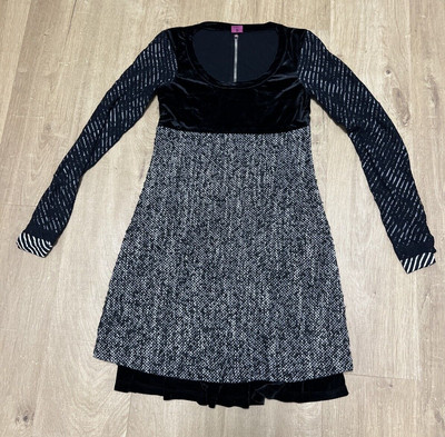 Save The Queen Gray Wool Blend Knitted Back Zip Dress Made in Italy size S