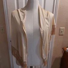 Romantic Fringe Trimmed Gold Shaw 57" Long WO Fringe 32" Long With Fringe