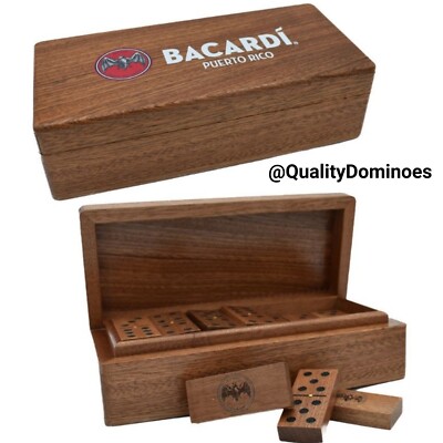 Bacardi Wood Domino Game Set Double 6 Standard Size Dominoes Dominos