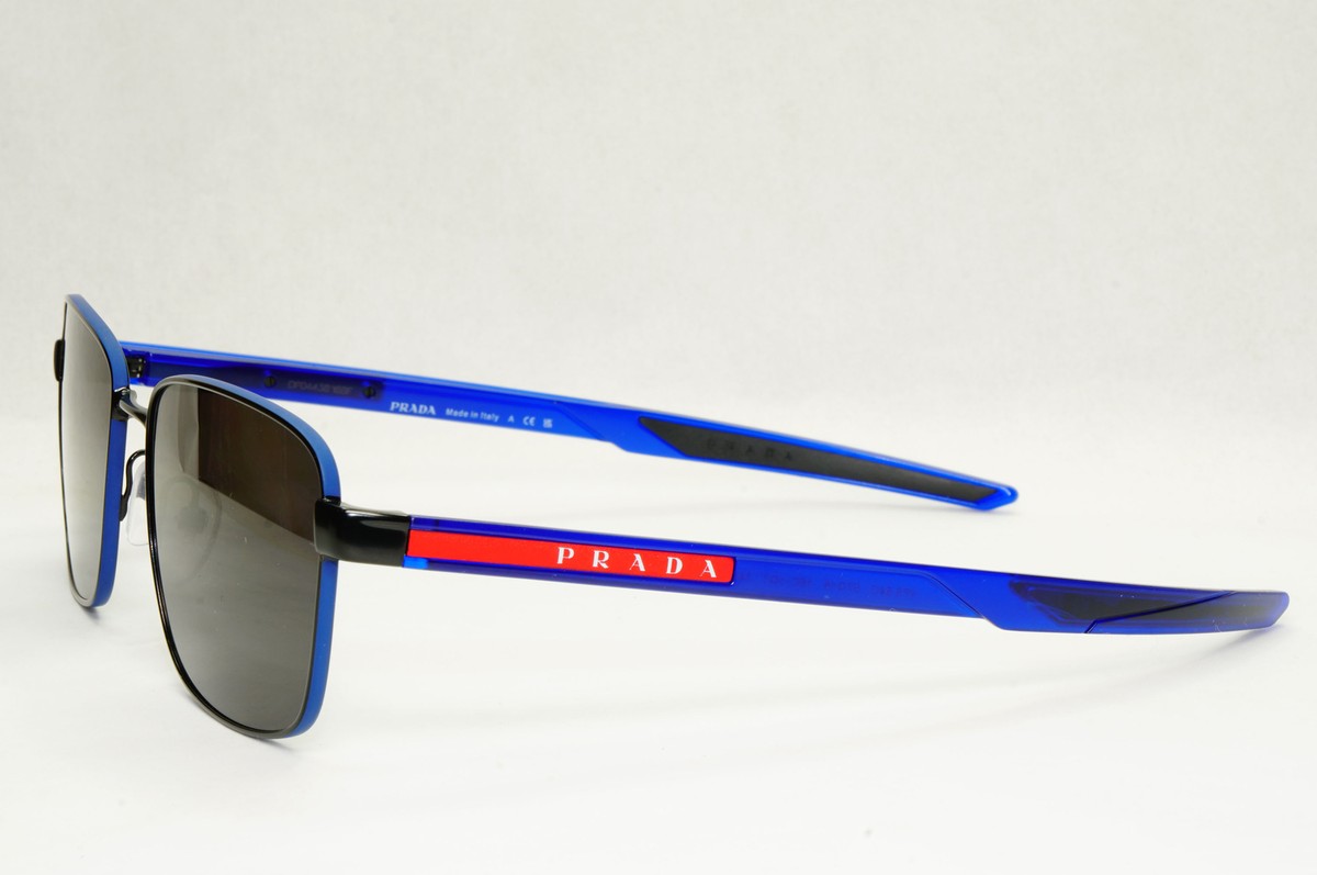 Prada Sunglasses Black Blue Square Red Stripe PS54OV VPS 54O 16C