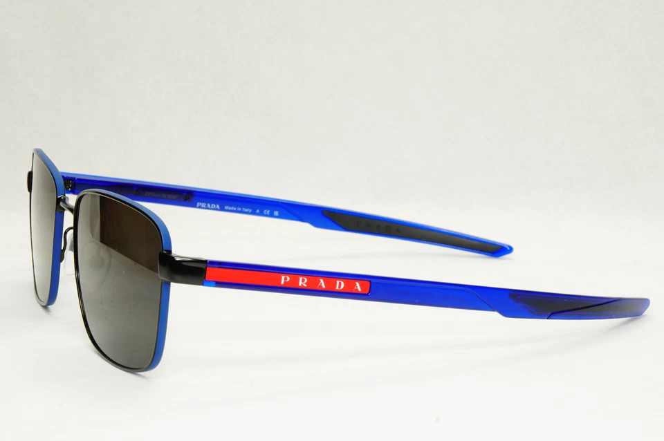 Prada Sunglasses Black Blue Square Red Stripe PS54OV VPS 54O 16C-1O1 57mm - image 4 of 4