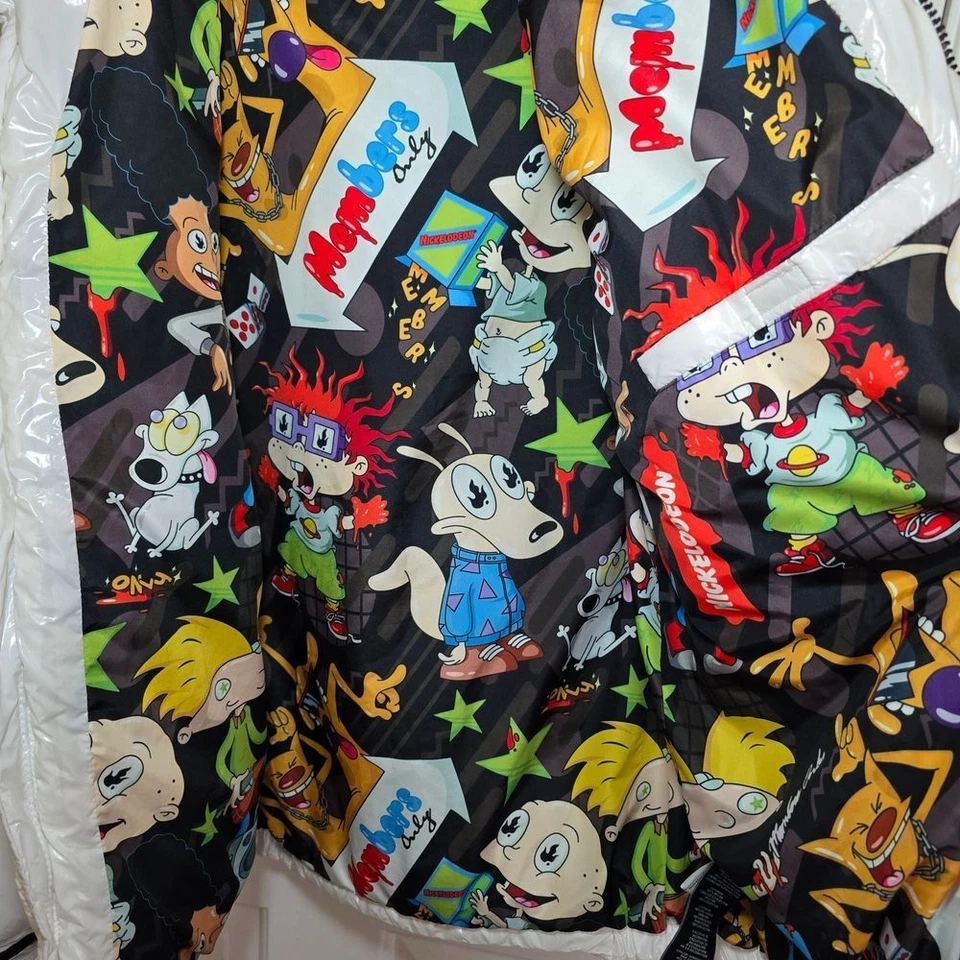 Члены только Nickelodeon 90-х мультфильм пуховик белое пальто с ретро персонажей - Изображение 4 из 4