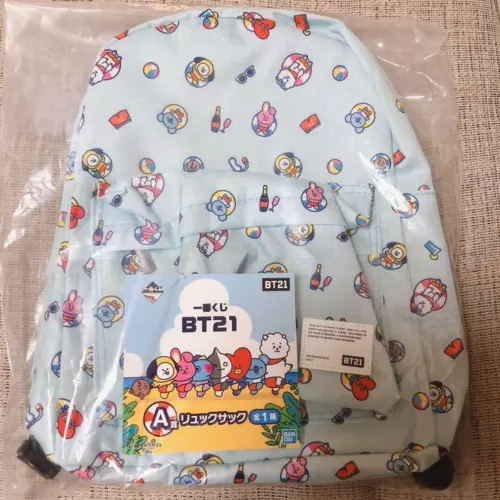 Mochila BT21 azul claro Ichiban Kuji Famima BTS Bantan Niños Banpresto Japón