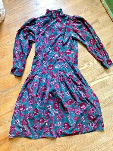 Vintage Laura Ashley Corduroy Puff Sleeve Made In