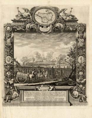 Antiker Druck-SCHLACHT-1703-AUGSBURG-DEUTSCHLAND-Wolff-1720
