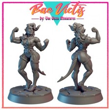 Bae Victis Buff Tiefling From Hell Girl Woman Fighter  DND D&D Miniatures