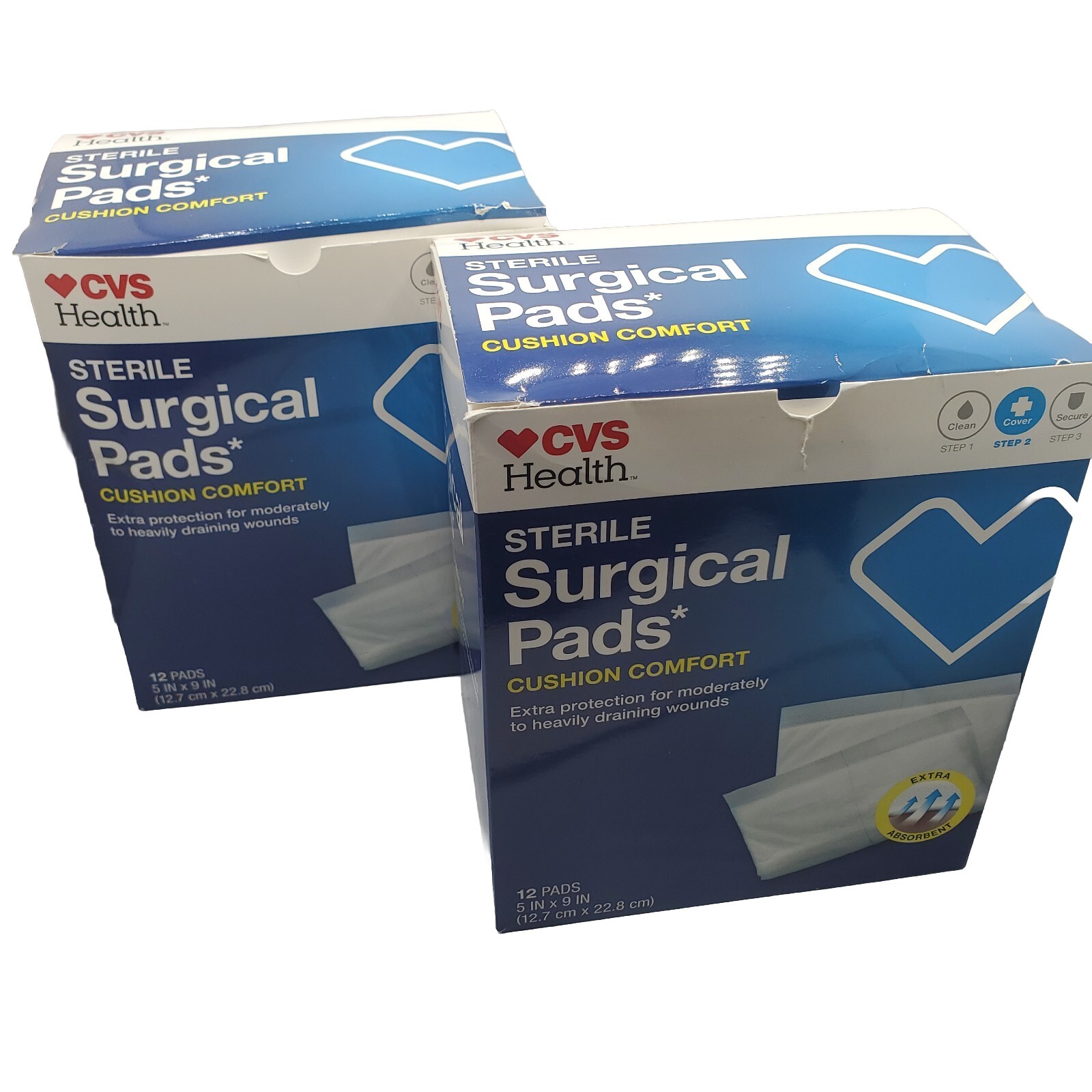 2 Boxes CVS Health Surgical Wound Dressing Pads Cushion Comfort 5"x9
