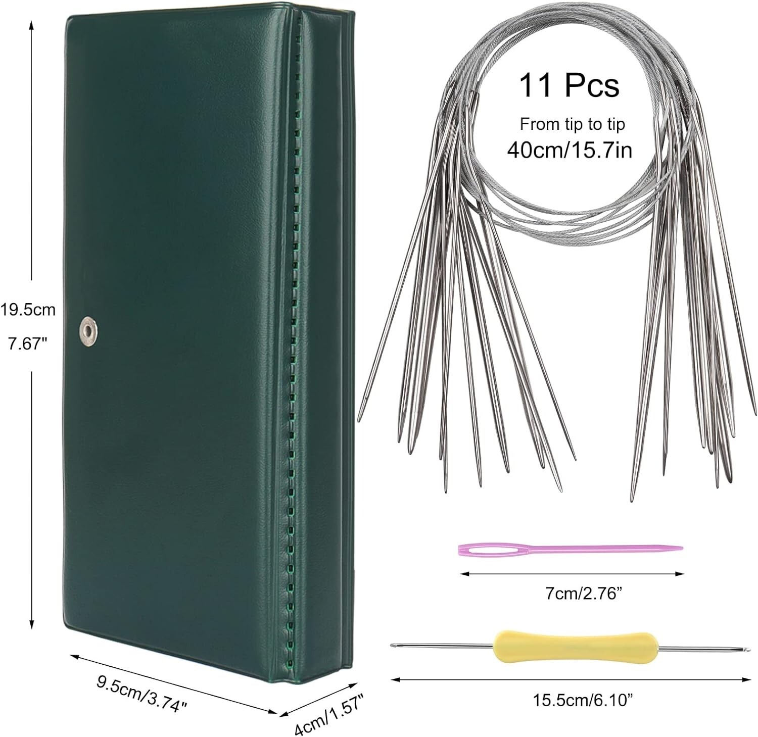 Circular Knitting Needles Set 40Cm, Metal Circular Needles Set with