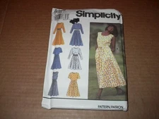 Simplici Pattern 8229 Misses' Dress in Two Lengths Neck Variations Belt 8~14 Unc