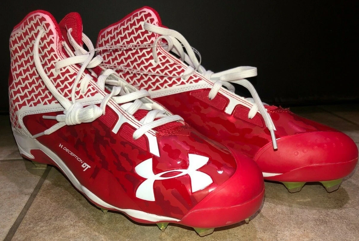 Mens Under Armour Deception Mid Diamond Tips Baseball Cleats Red
