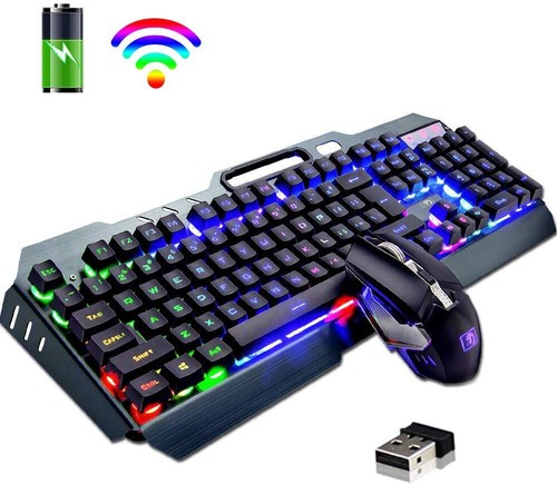 Kabellos Gaming Tastatur und Maus Mechanisches Gefühl 3000mAh für PC PS4 XBox DE - Bild 1 von 10