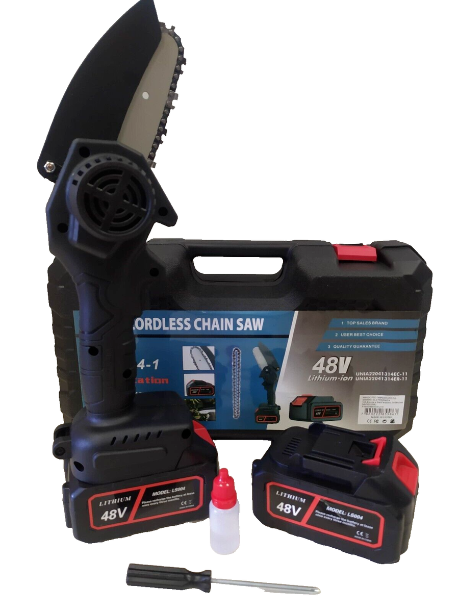 MINI MOTOSEGA PORTATILE A BATTERIA SEGA RAMI 2 BATTERIE 48V ELETTROSEGA VALIGIA - Foto 4