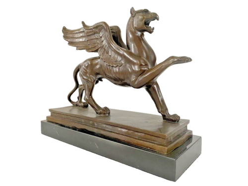 Handgefertigt Bronze Greif von Branitz -Fabelwesen Bronze Figur auf Marmorplatte - Bild 2 von 12