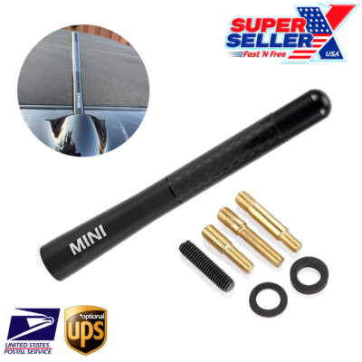 MINI Carbon Fiber Antenna BLACK Aluminum Stubby 4.7'' Inch For Mini Cooper USA